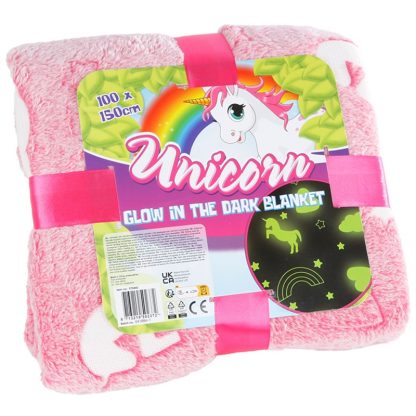 3110771 Glow in the dark fleece deken unicorn verpakking