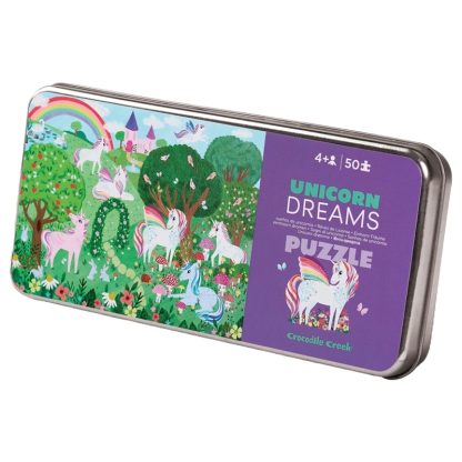 3843001 Crocodile Creek puzzel in blik unicorn dreams 50st verpakking