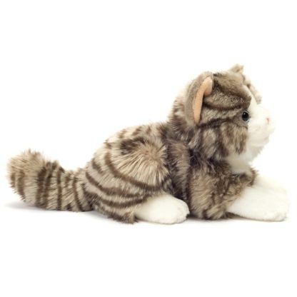 906919 Hermann Teddy Collection knuffel kat liggend grijs zijkant
