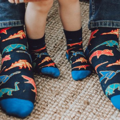 Faves sokken dinosaurus blauw sfeerfoto kind met ouder