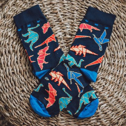 Faves sokken dinosaurus blauw sfeerfoto sokke in mand