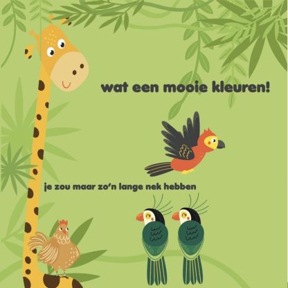 JeP Kids leer dieren met mevrouw Kip met giraf