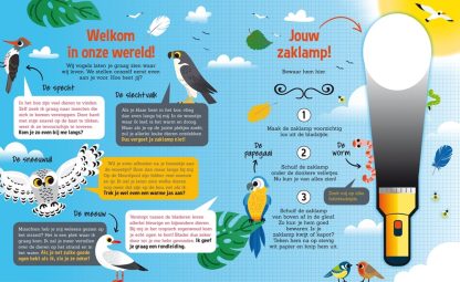 Lantaarn zaklampboek speuren in de dierenwereld personages en zaklamp