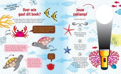 Lantaarn zaklampboek speuren in het water over wie gaat dit boek