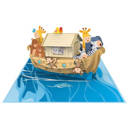 Papercrush pop-up kaart Ark van Noach detail bovenkant