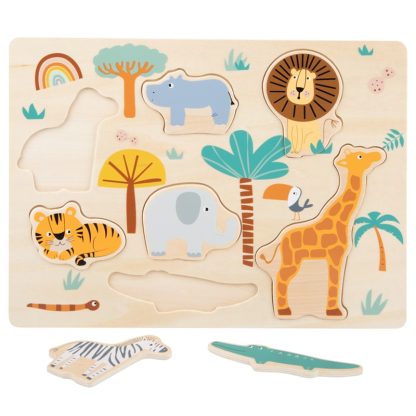 Small Foot houten puzzel safari zebra en krokodil