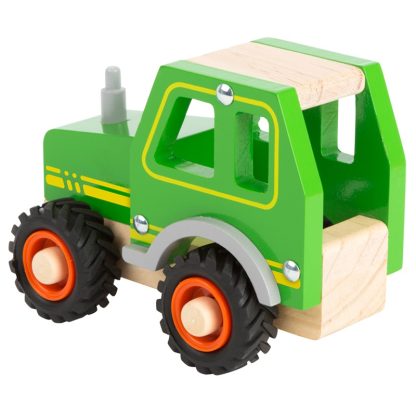 Small Foot houten voertuig tractor groen achterkant