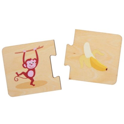 Small Foot puzzel paren dieren met hun voedsel aap met banaan