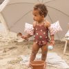 Swim Essentials zwembandjes panterprint old pink 2-6 jaar sfeerfoto met parasol